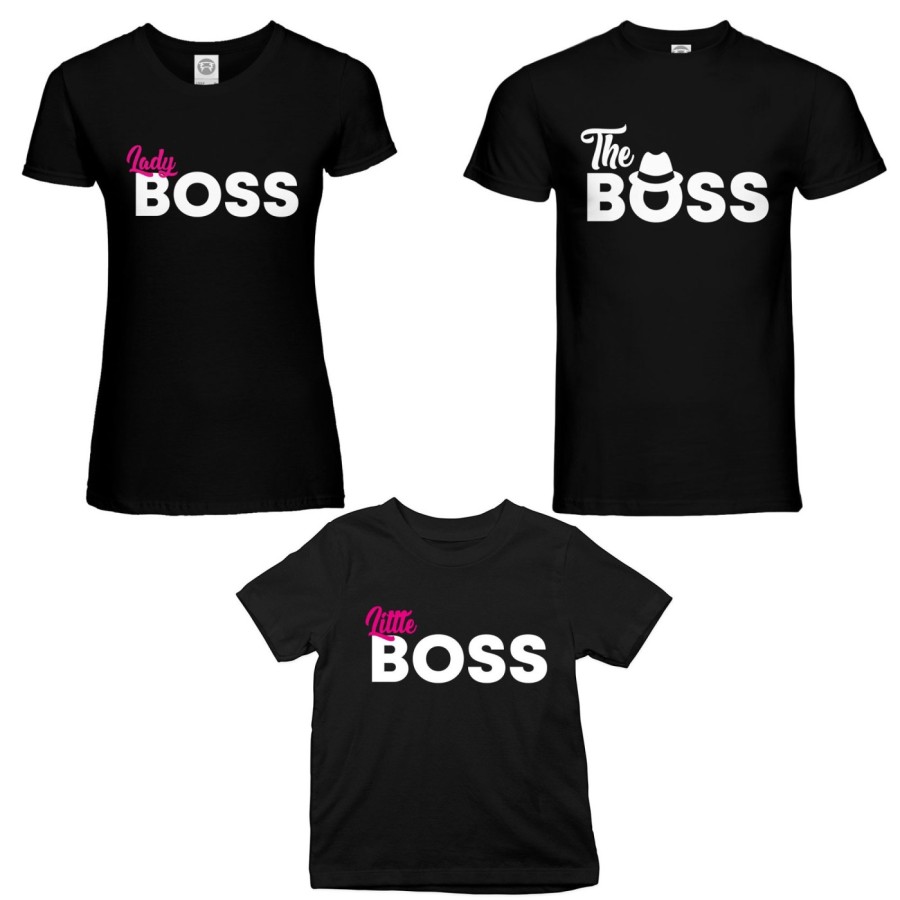 Tris t-shirt adulti bambino boss family Per la famiglia