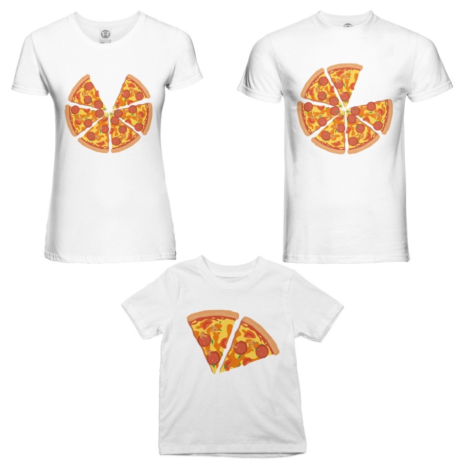 Tris t-shirt adulti bambino pizza Per la famiglia