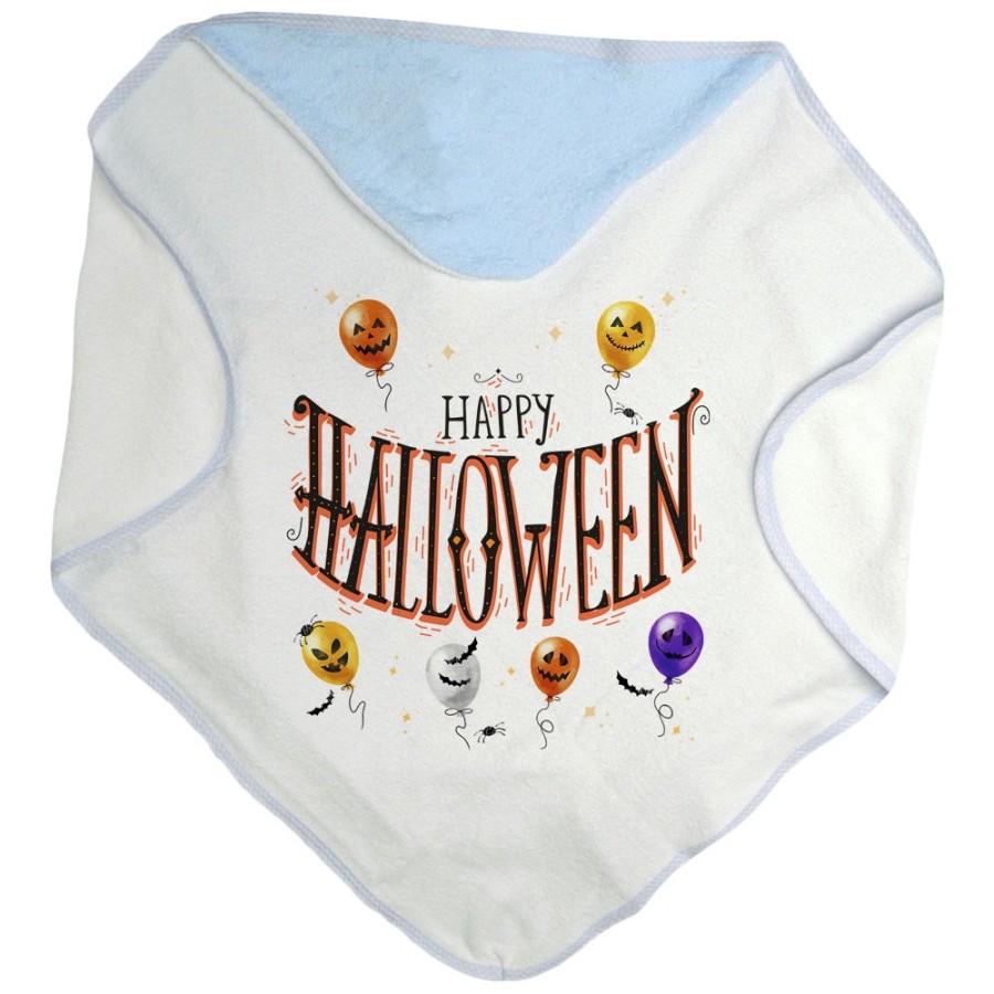 Accappatoio neonato happy halloween con palloncini terrificanti watercolor Halloween