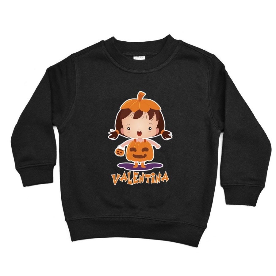 Felpa bambino personalizzata con nome piccola zucca Halloween