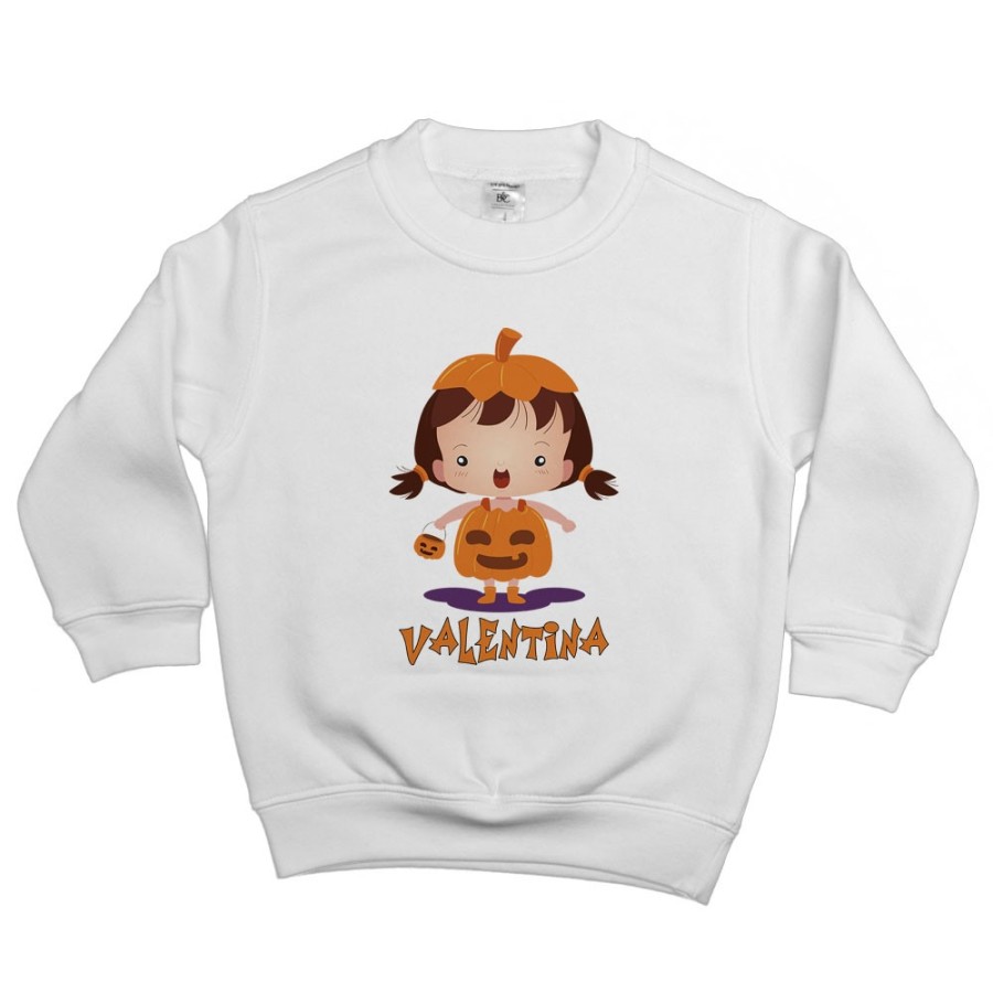 Felpa bambino personalizzata con nome piccola zucca Halloween