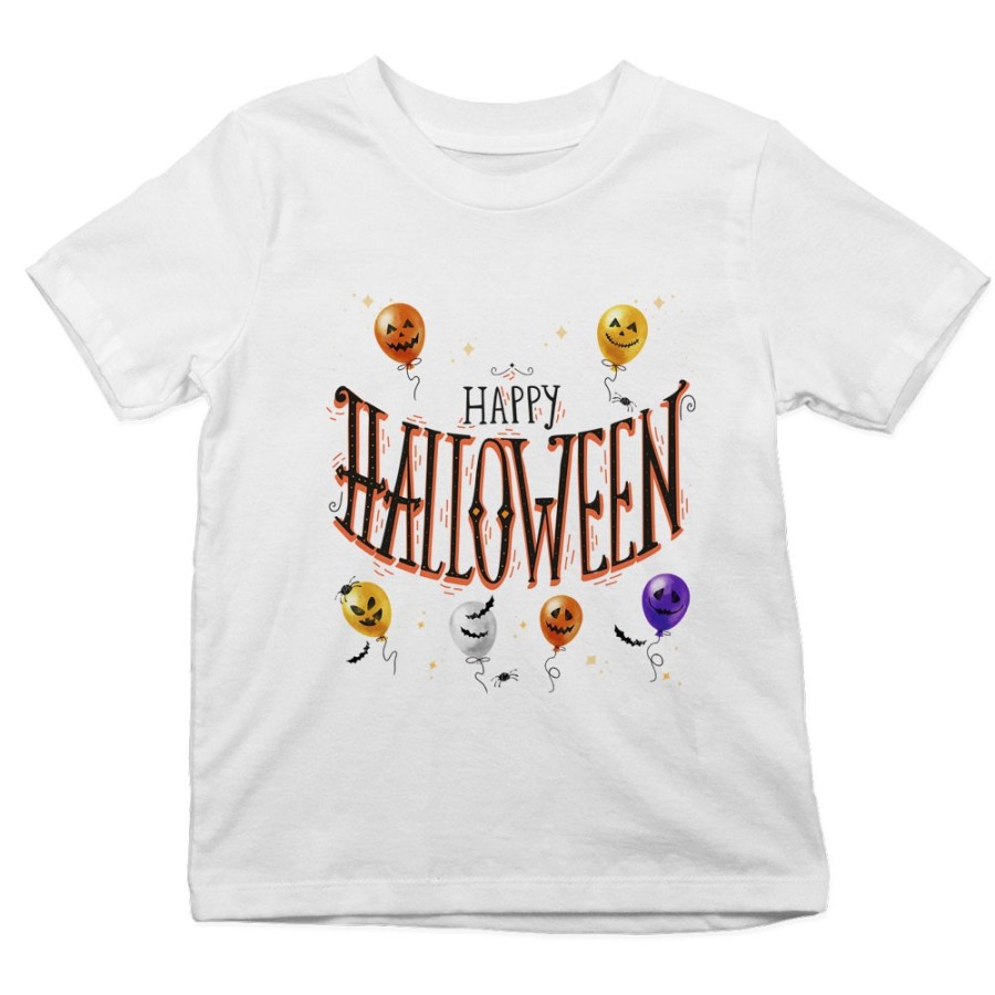 T-shirt bambino happy halloween con palloncini terrificanti watercolor Halloween