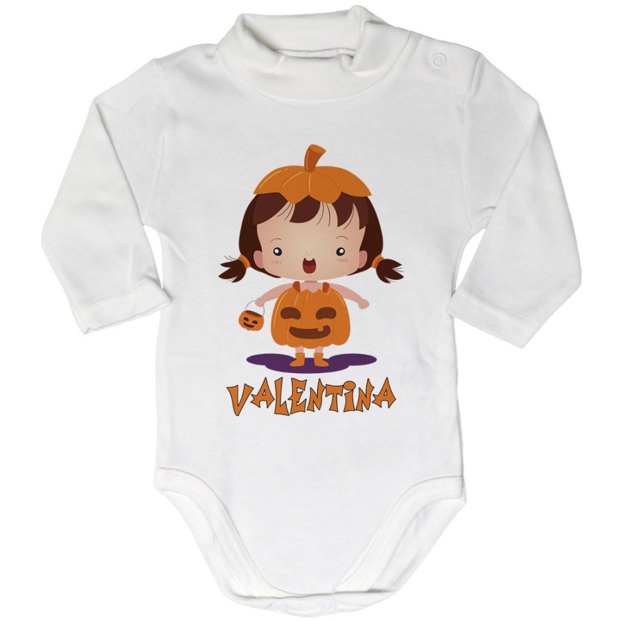 Body lupetto neonato personalizzato con nome piccola zucca Halloween