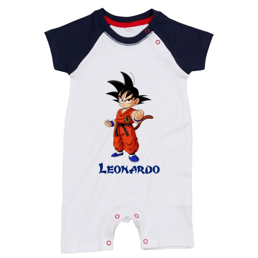 Pagliaccetto neonato personalizzato con nome goku Cartoon