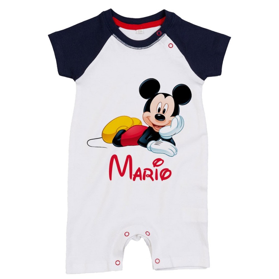 Pagliaccetto neonato personalizzato con nome mouse Cartoon