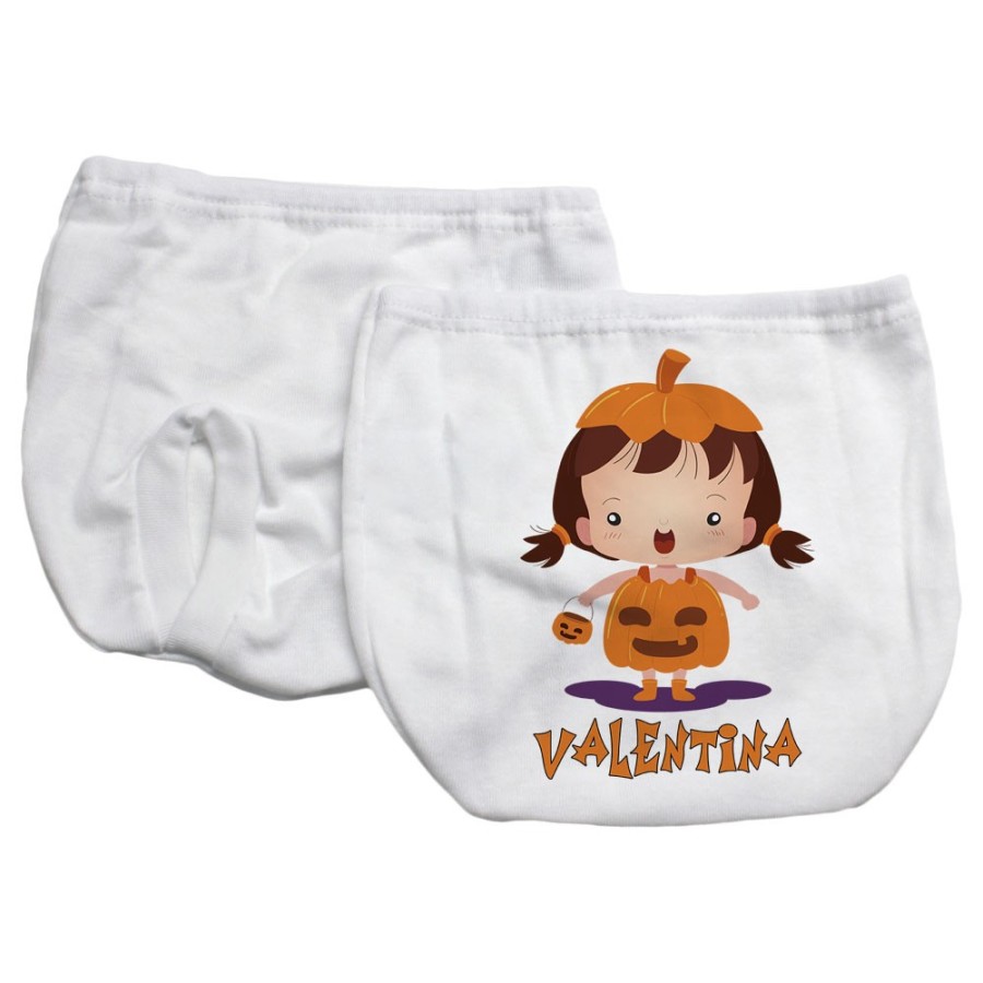 Mutandina copri-pannolino neonato personalizzata con nome piccola zucca Halloween