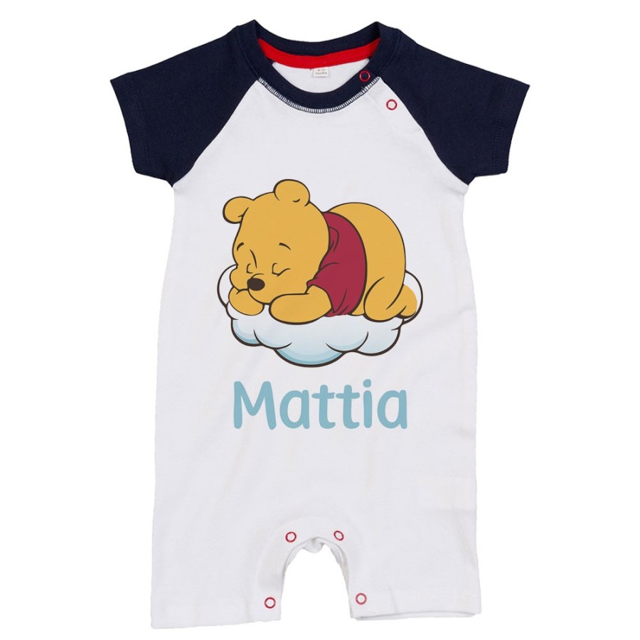 Pagliaccetto neonato personalizzato con nome sleeping winnie Cartoon