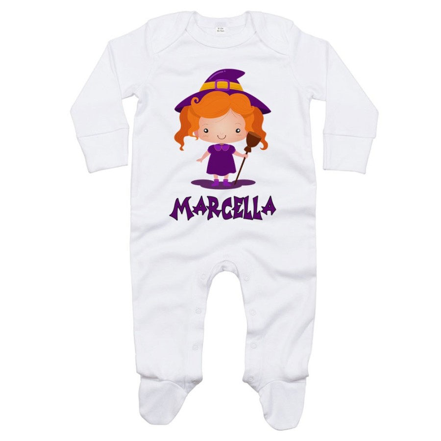 Tutina neonata personalizzata con nome piccola streghetta Halloween