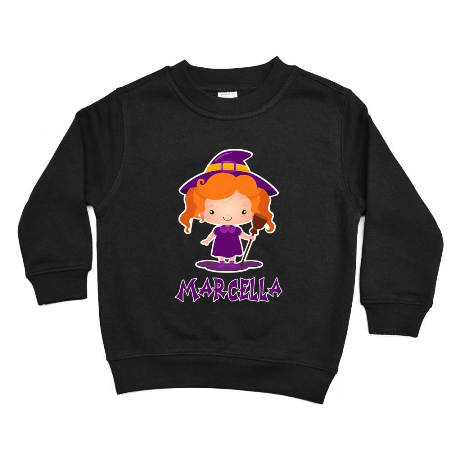 Felpa bambina personalizzata con nome piccola streghetta Halloween