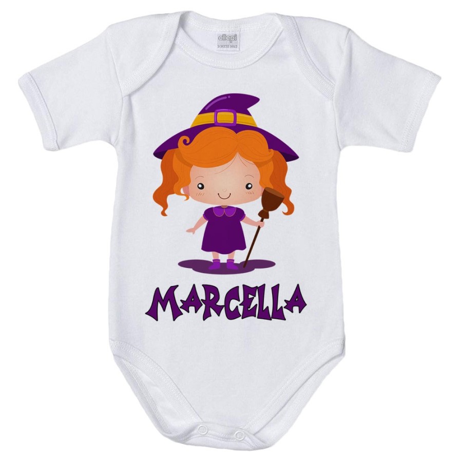 Body neonata personalizzato con nome piccola streghetta Halloween