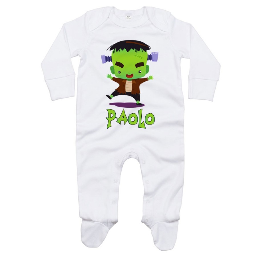 Tutina neonato personalizzata con nome piccolo frankenstein Halloween