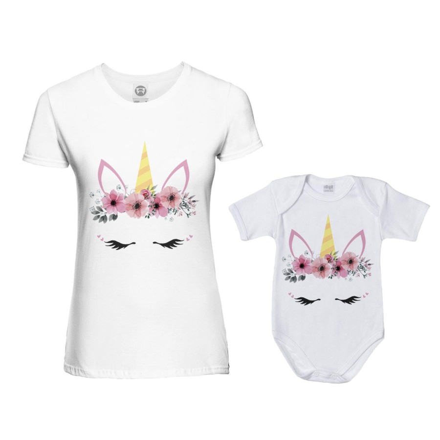 Coordinato t-shirt e body neonata madre figlia colorful unicorn Per la mamma