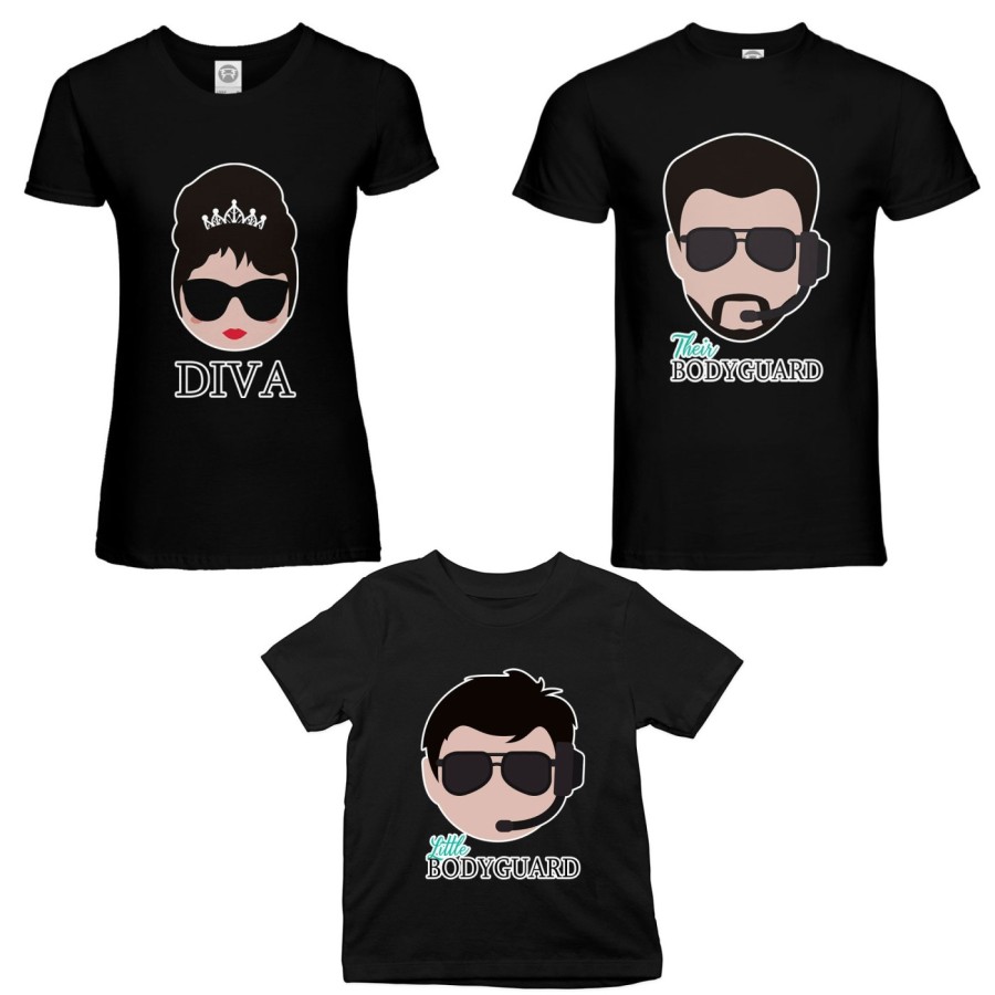 Tris t-shirt adulti bambino bodyguard diva little bodyguard Per la famiglia