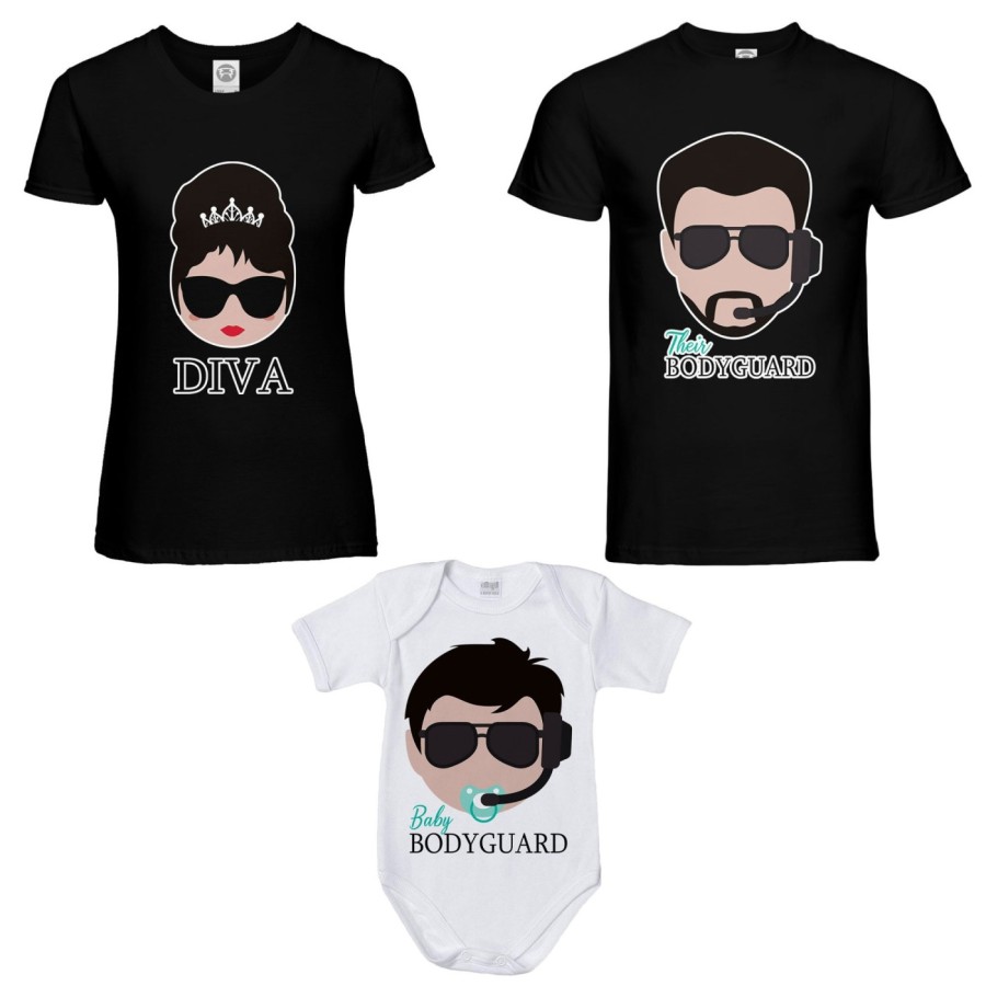 Tris t-shirt adulti e body neonato bodyguard diva baby bodyguard Per la famiglia