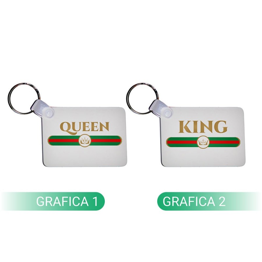 Coppia di portachiavi personalizzabili con nome king e queen brand di lusso Love