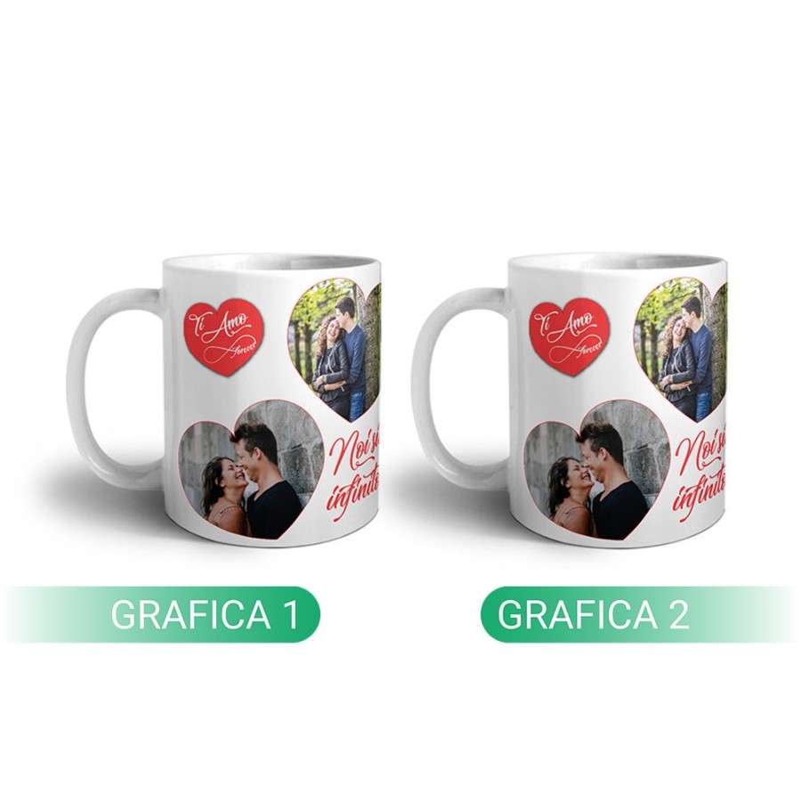 Coppia di tazze personalizzate con foto noi siamo infinito Love