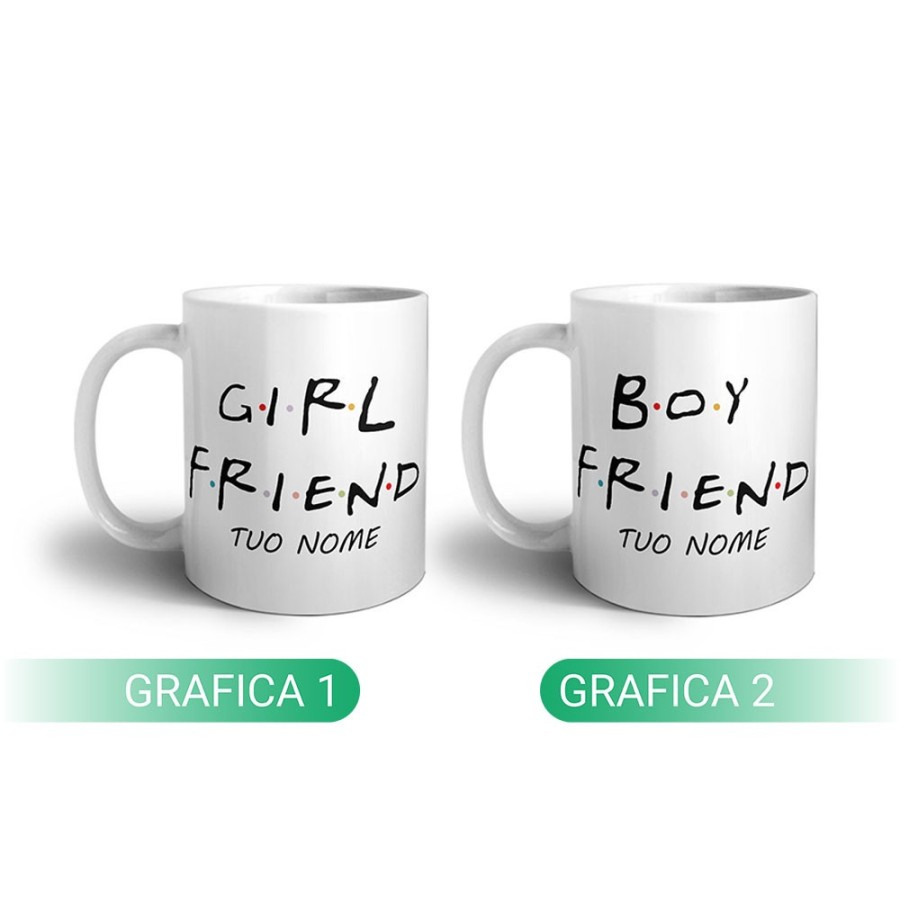 Coppia di tazze personalizzabili con nomi girl friend boy friend friends Love