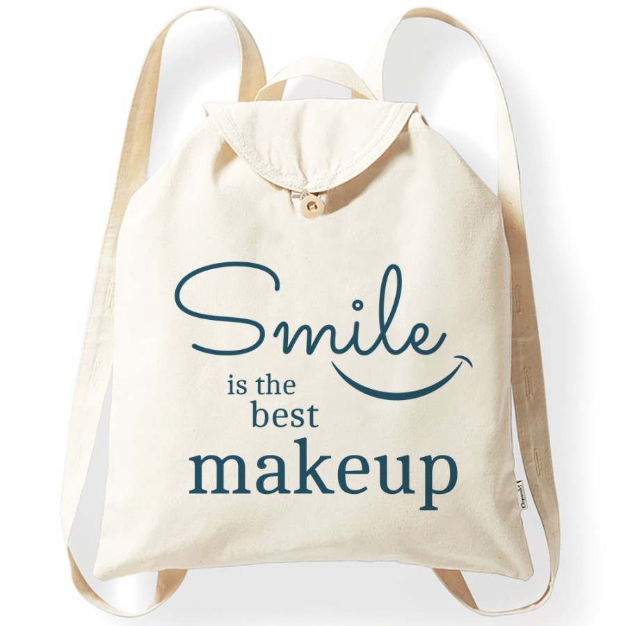 Zaino in cotone smile is the best makeup Frasi