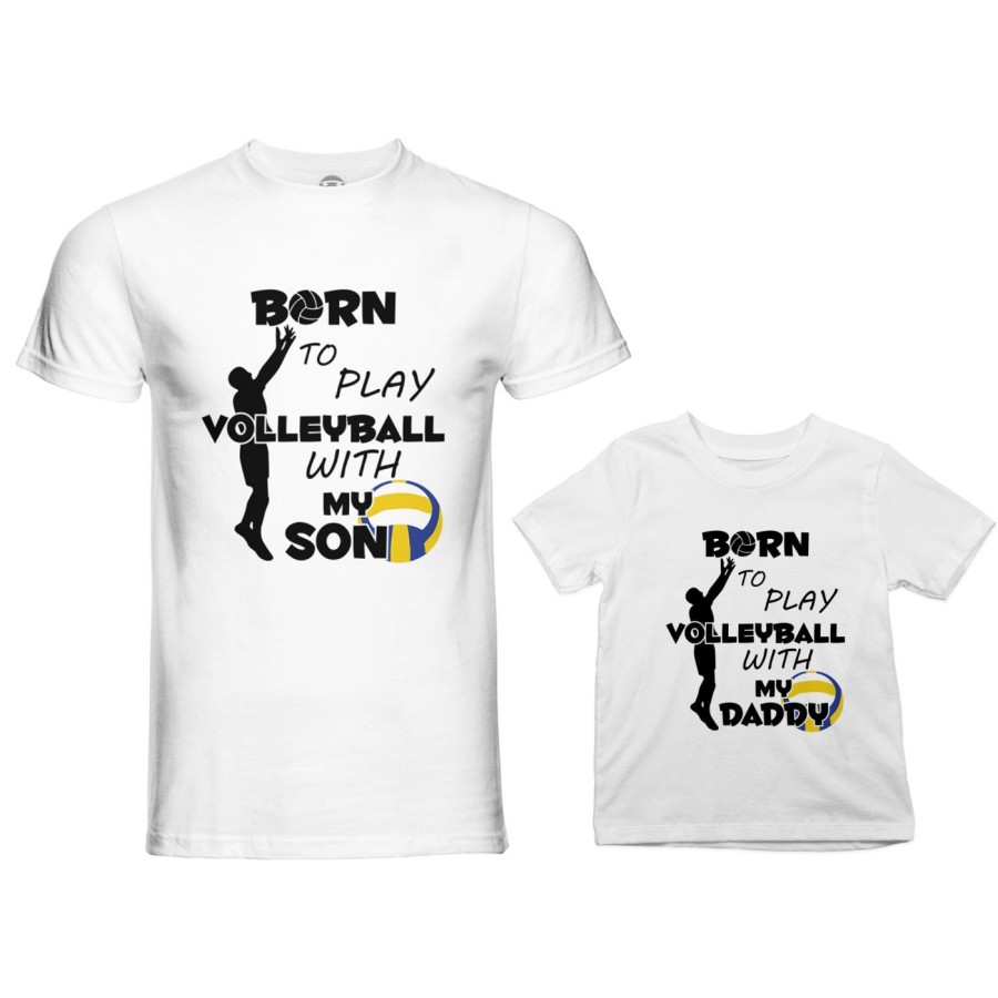 Coordinato t-shirt padre figlio born to play volleyball with my son my daughter Per il papà