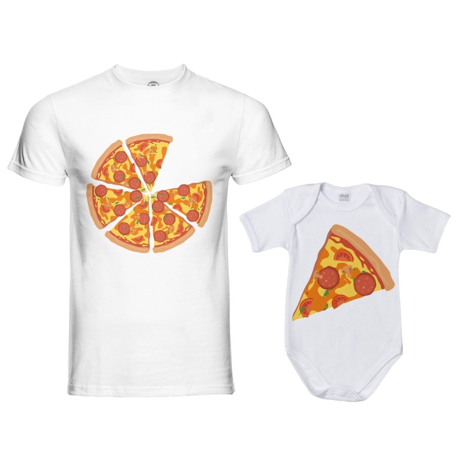 Coordinato t-shirt e body neonato padre figlio pizza Per il papà