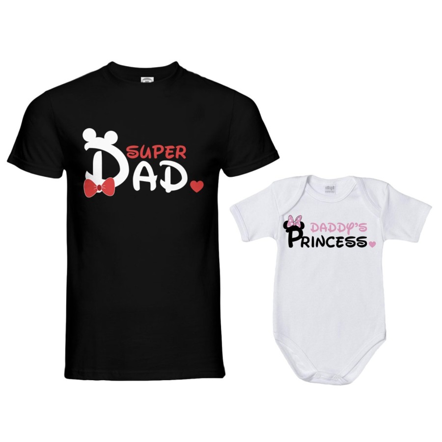 Coordinato t-shirt e body neonato padre figlio super dad mickey Per il papà