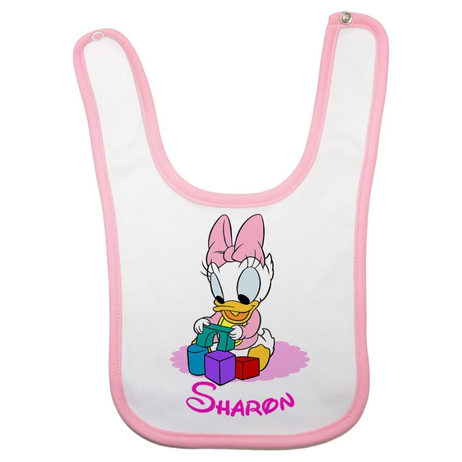 Bavaglino neonata personalizzato con nome baby paperina Cartoon