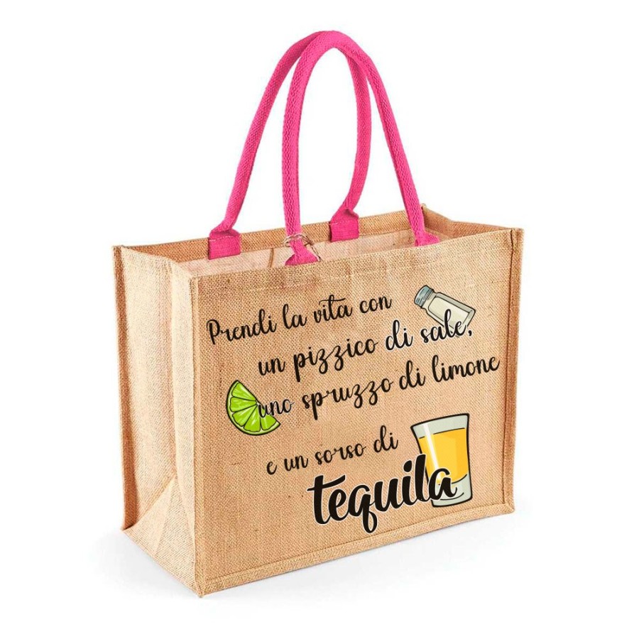 Borsa mare prendi la vita con un pizzico di sale uno spruzzo di limone e un sorso di tequila Cocktail