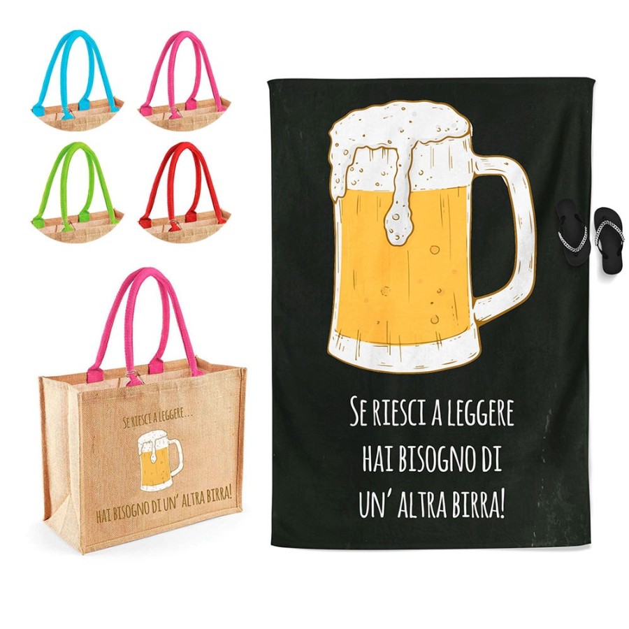 Coordinato telo borsa mare personalizzabile se riesci a leggere hai bisogno di un'altra birra Cocktail