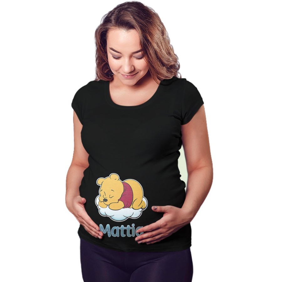 Maglia premaman personalizzata con nome sleeping winnie Cartoon