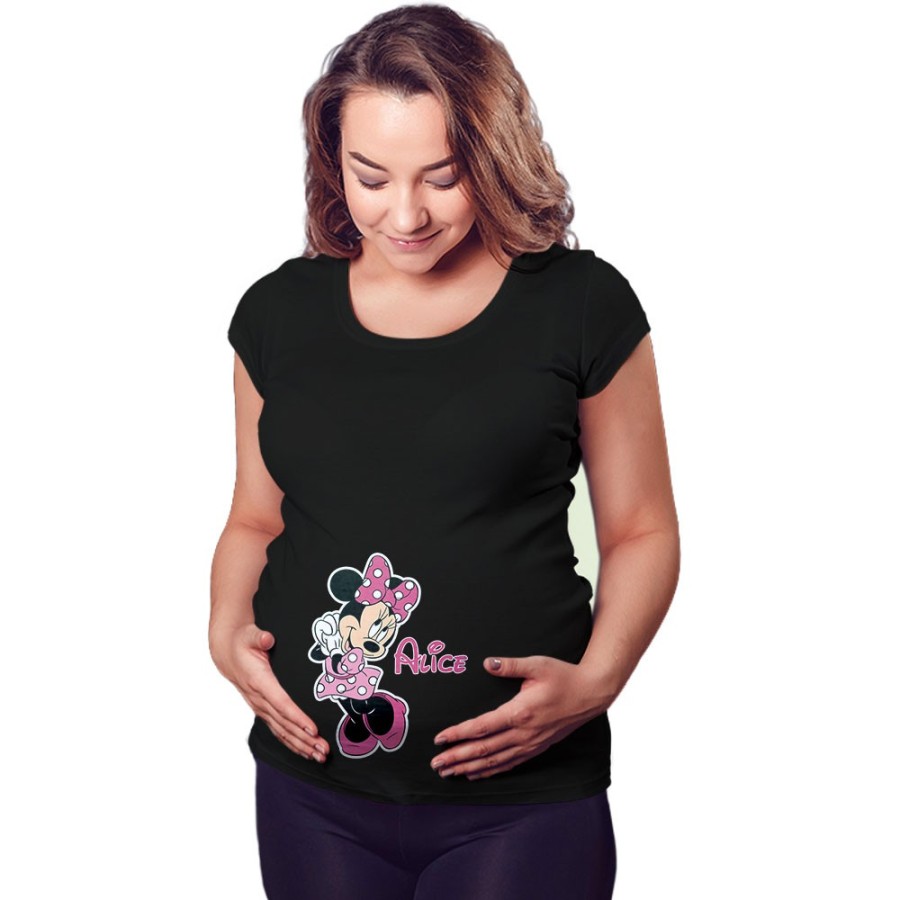 Maglia premaman personalizzata con nome cute minnie Cartoon