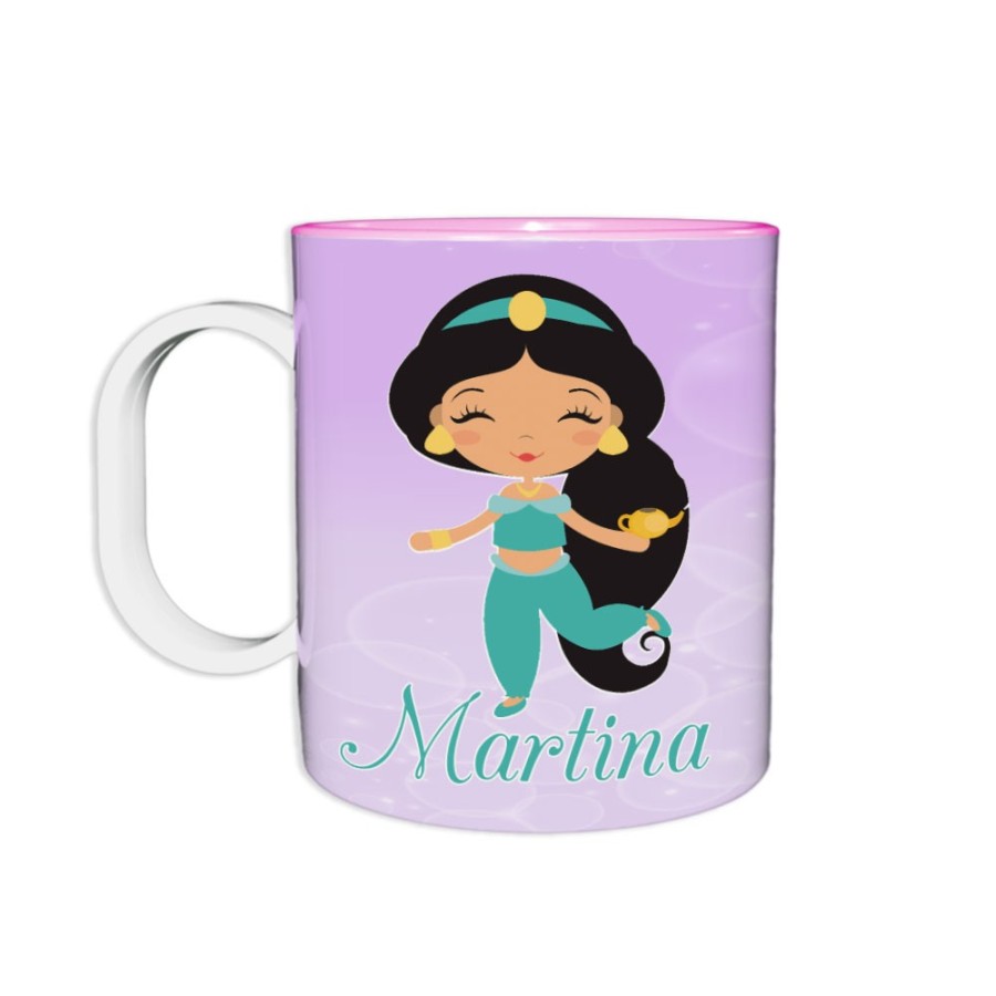 Tazza in plastica personalizzata con nome baby principessa jasmine Cartoon