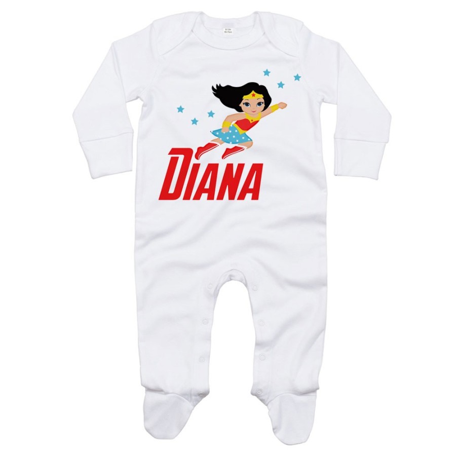 Tutina neonata personalizzata con nome baby wonder woman Cartoon