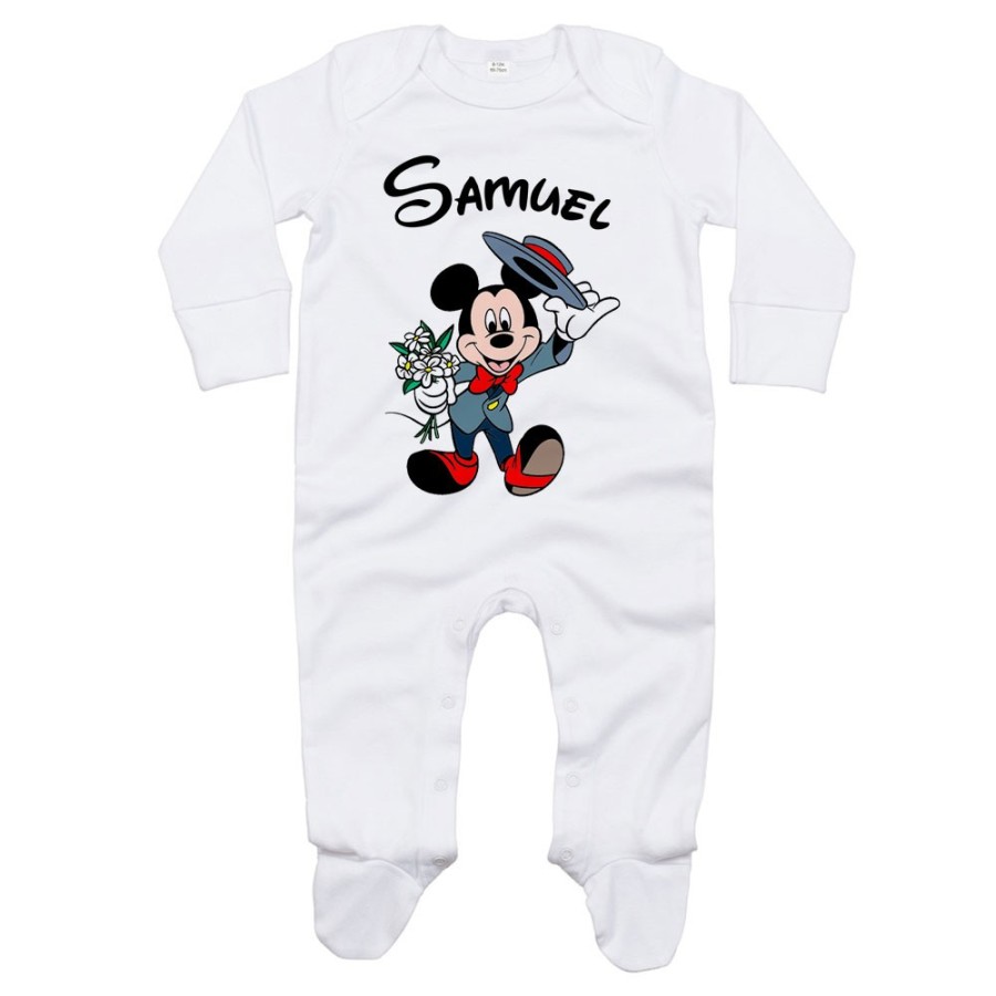 Tutina neonato personalizzata con nome topolino gentleman Cartoon