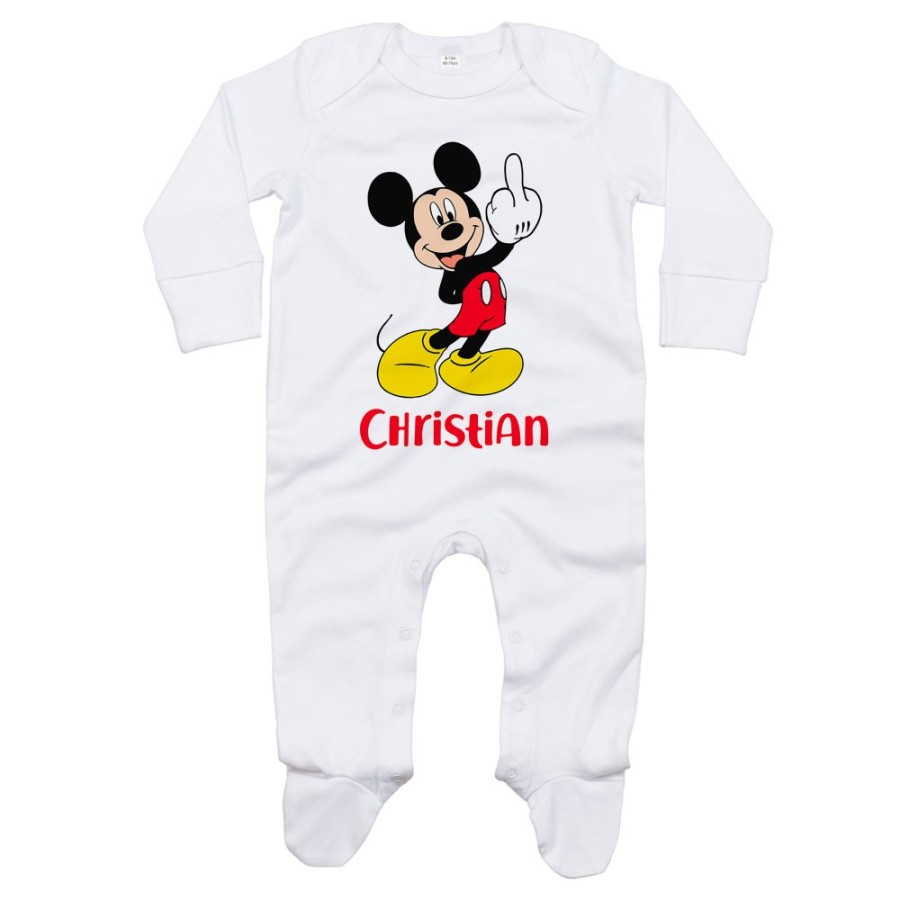 Tutina neonato personalizzata con nome topolino - minnie dito medio Cartoon