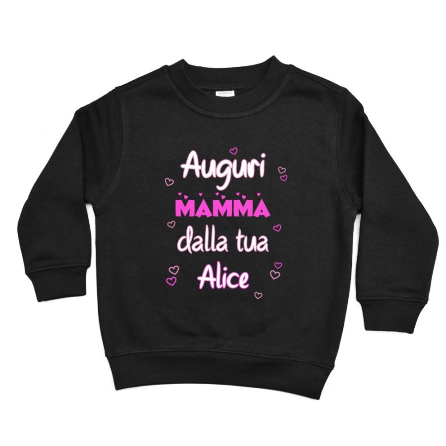 Felpa bambina personalizzata con nome auguri mamma dalla tua Per la mamma