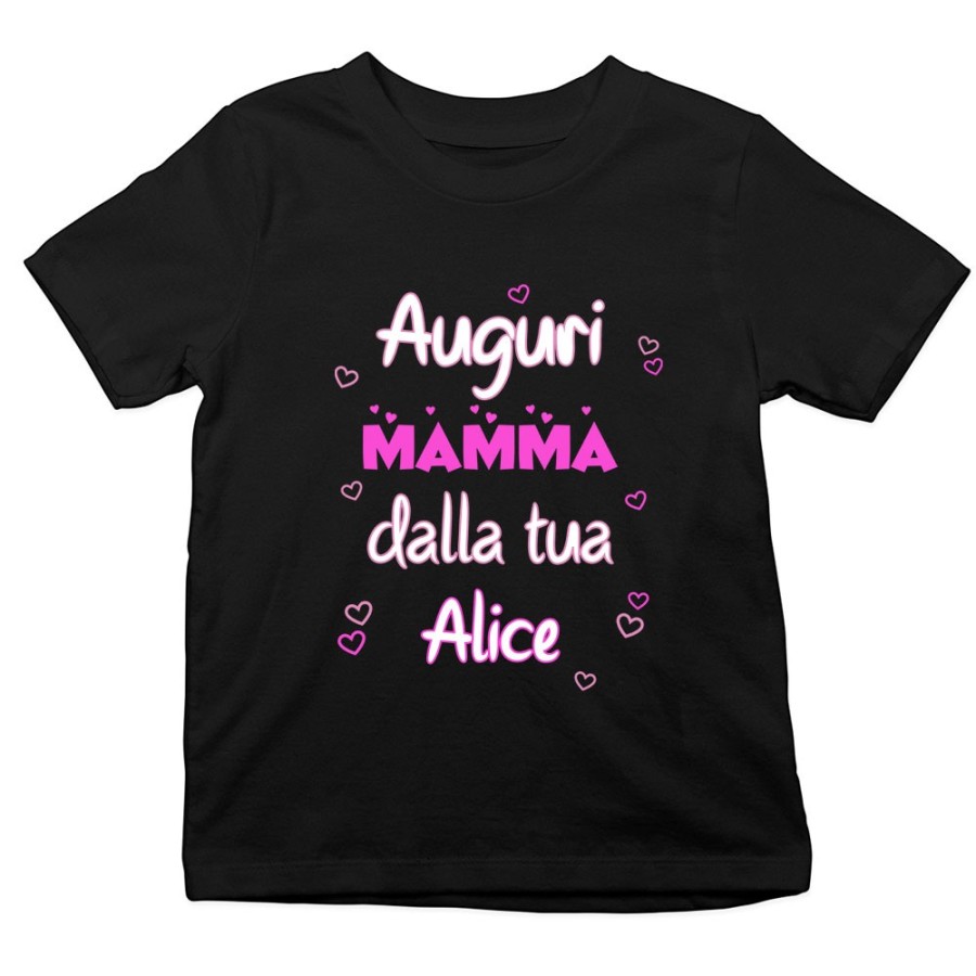 T-shirt bambina personalizzata con nome auguri mamma dalla tua Per la mamma