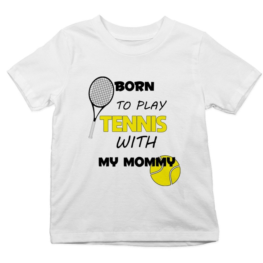 T-shirt bambino born to play tennis with my mommy Per la mamma