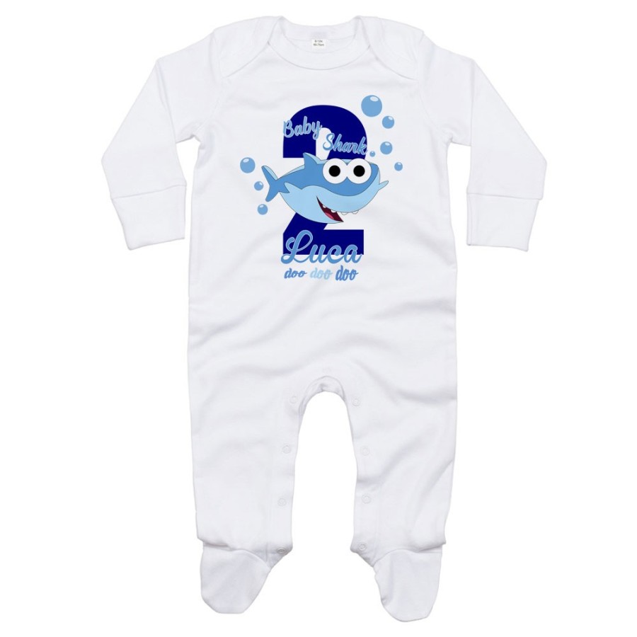 Tutina neonato personalizzata con nome festa a tema baby shark Compleanno