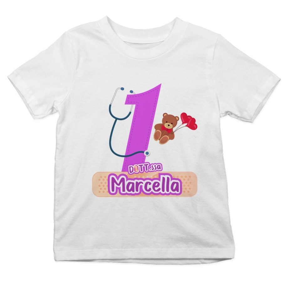 T-shirt bambino personalizzata con nome festa a tema dottoressa peluche Compleanno