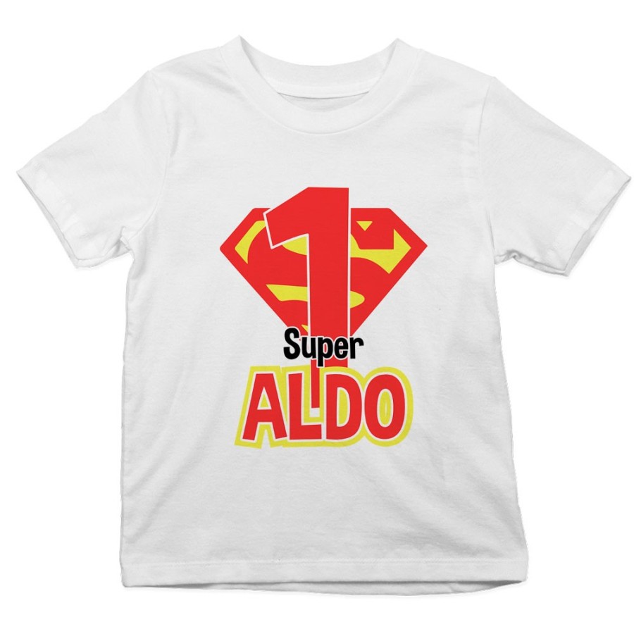 T-shirt bambino personalizzata con nome festa a tema superman Compleanno