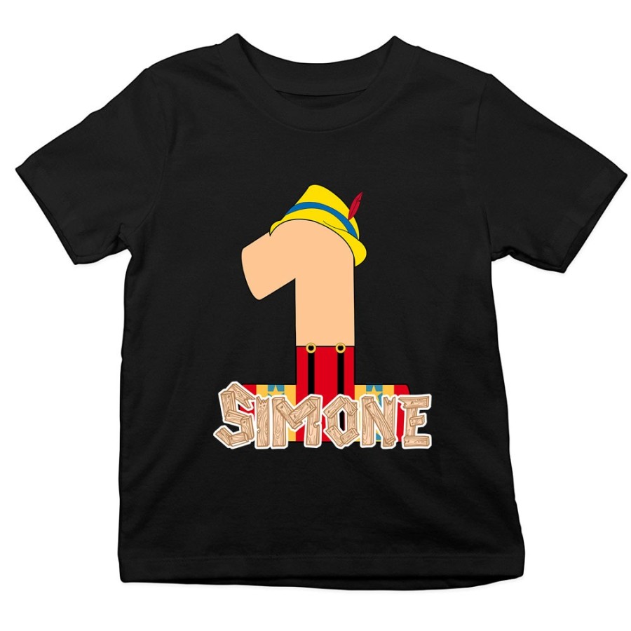 T-shirt bambino personalizzata con nome festa a tema pinocchio Compleanno