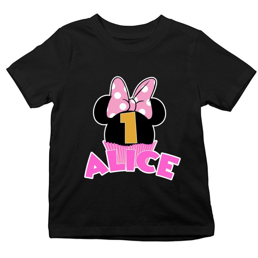 T-shirt bambino personalizzata con nome festa a tema minnie cupcake Compleanno