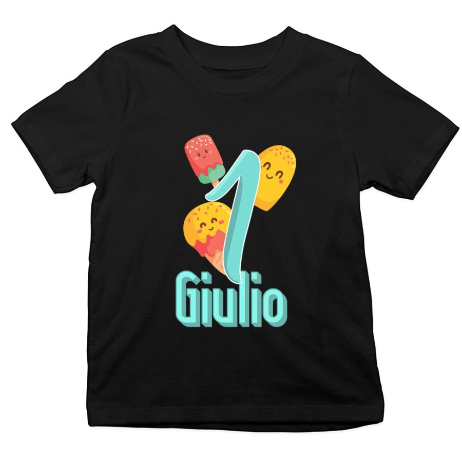 T-shirt bambino personalizzata con nome festa a tema gelato Compleanno