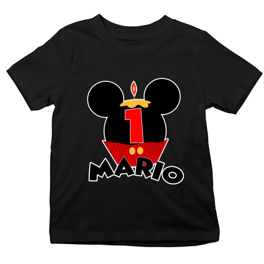 T-shirt bambino personalizzata con nome festa a tema topolino cupcake Compleanno