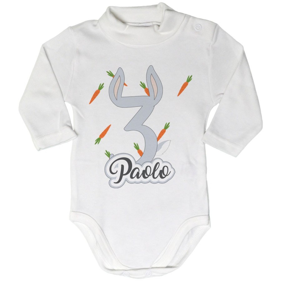 Body lupetto neonato personalizzato con nome festa a tema bugs bunny Compleanno