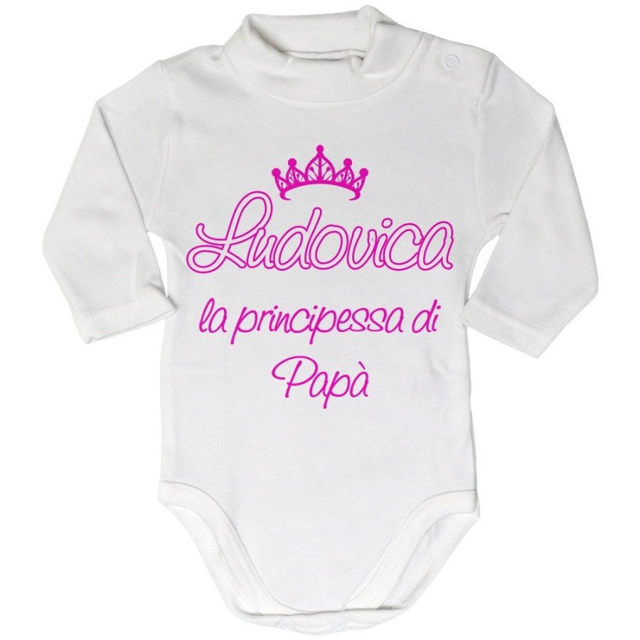 Body lupetto neonato personalizzato con nome il principe la principessa di papà e corona Per il papà