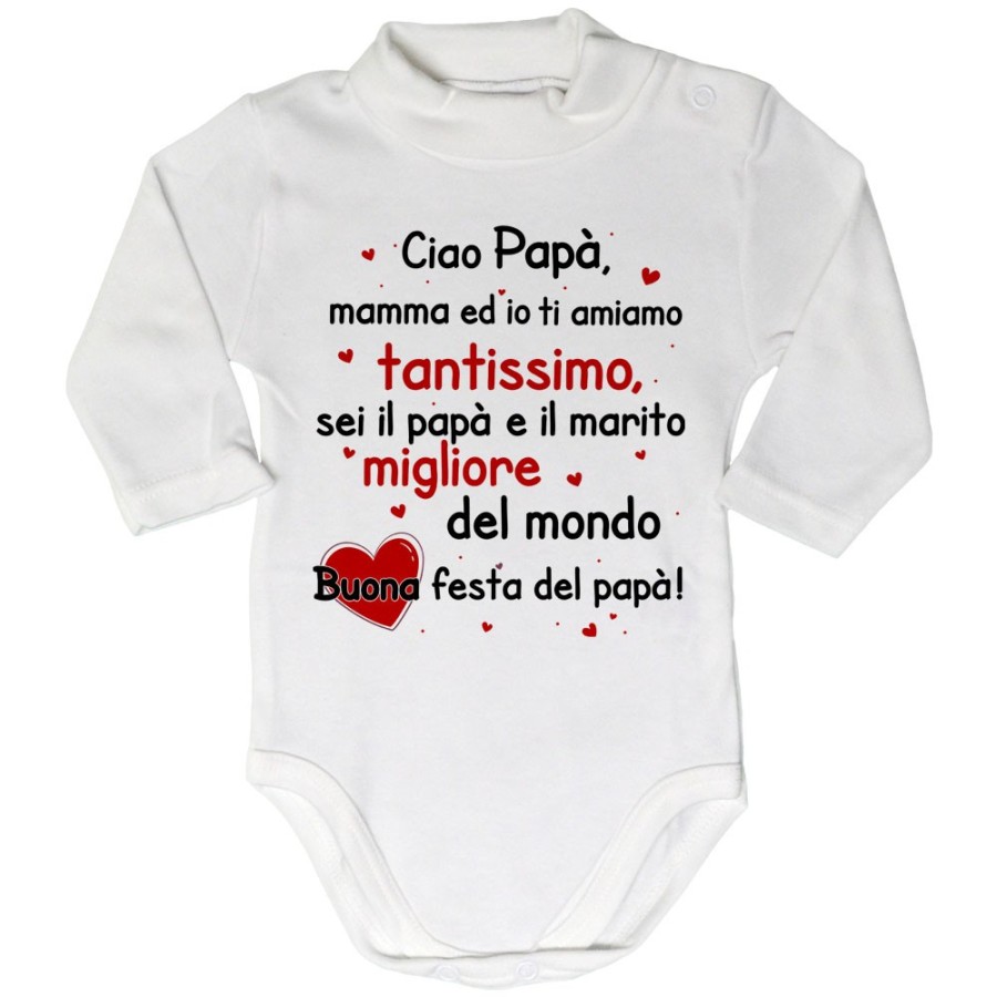 Body lupetto papà mamma ed io ti amiamo tantissimo sei il migliore al mondo buona festa del papà Per il papà