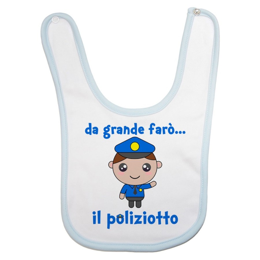 Bavaglino neonato da grande farò il poliziotto Da grande farò