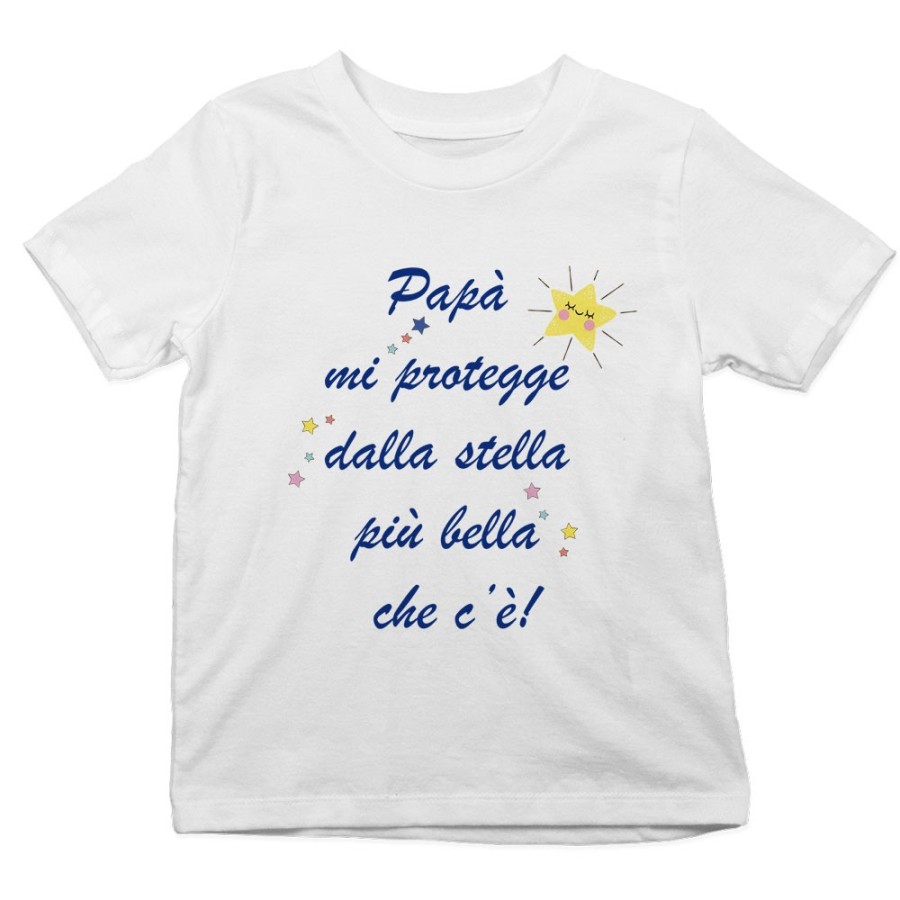 T-shirt bambino papà mi protegge dalla stella più bella che c'è Per il papà