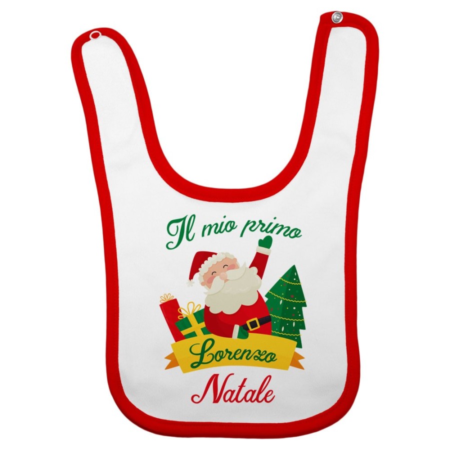 Bavaglino neonato personalizzato con nome il mio primo natale babbo natale Natale